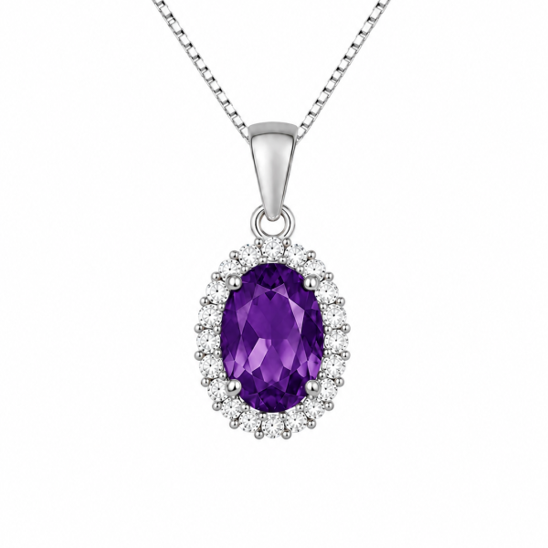 Mini Amethyst Halo Pendant